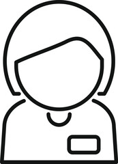 Poster - Line art icon of a young professional woman wearing a badge, perfect for websites and presentations