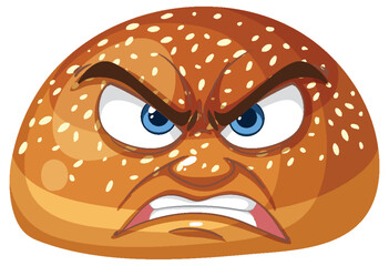 Wall Mural - A bread roll with an angry expression