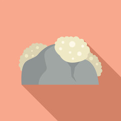 Poster - gray mountain with snow on the top, representing the winter season, isolated on a pink background