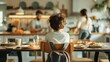 © ibooM - Young Student at Table with Parents in Kitchen Background