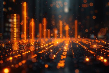 Poster - A cityscape with a lot of orange lights and a lot of dots