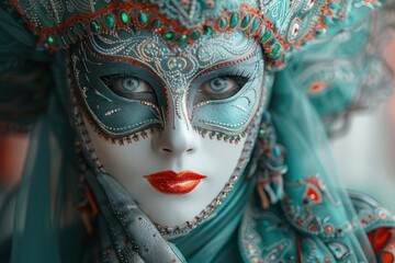 Carnival Fantasy: Masked Woman in Venice's Enchanting Streets