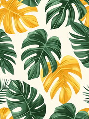 Wall Mural - illustration seamless pattern with tropical leaves