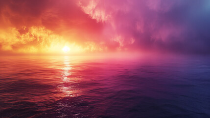 Wall Mural - Colors transitioning from golden yellow to deep purple, imitating a sunset. Emotions: nostalgic calm, romance