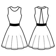 Wall Mural - Skater Dress for girl front and back view