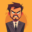 © Jarmila - Cartoon portrait of an angry man in suit, simple shapes, simple colors, in the vector style