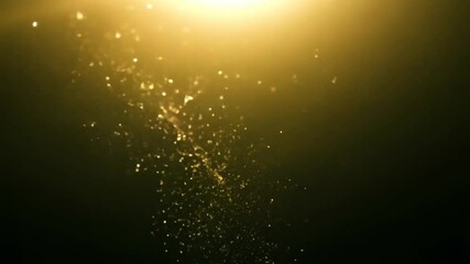 Poster - Golden particles floating and glittering on a black background, symbolizing hope, magic, possibility, film overlay effect, motion elements, video effects