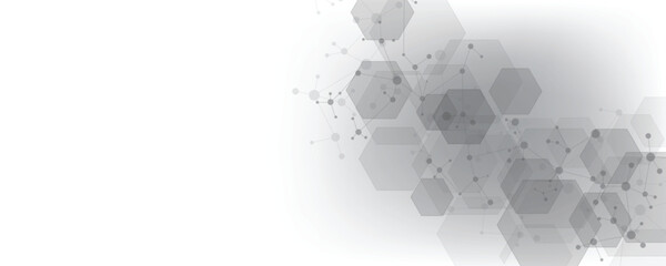Aufkleber - Vector hexagon technology background. Abstract hexagons background with lines and dots. Design for science, medicine, or technology.	