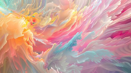 Canvas Print - An abstract image showcasing an explosion of soft pastel colors radiating outward in a dynamic and visually soothing pattern. 