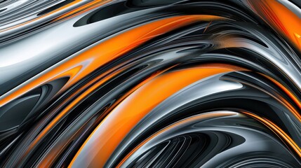 Wall Mural - Abstract orange and silver swirl