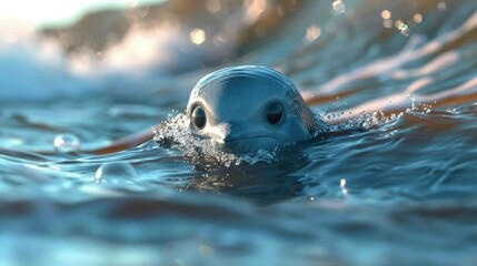 Canvas Print - A close up of a seal swimming in the ocean