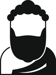 Sticker - Simple black silhouette icon of a greek philosopher with a beard and curly hair wearing a toga