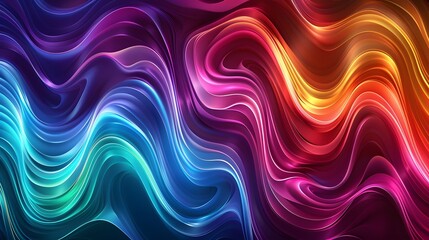 Canvas Print - This abstract image showcases a vibrant combination of wavy lines in a spectrum of colors, creating a dynamic and fluid visual texture that's perfect for a variety of design projects. 