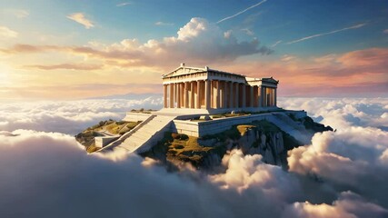 Sticker - Mount Olympus, the magnificent house of the Greek gods, surrounded by clouds