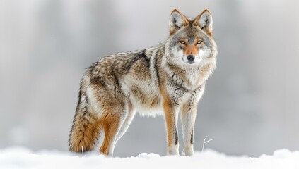  A Coyote Standing in the Snow