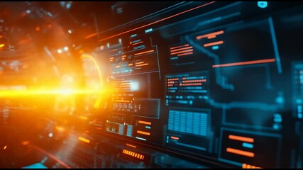 Aufkleber - A sci-fi frame interface with brackets, equalizers, data, and futuristic elements. 