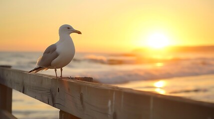 Poster - Seagull watching the sunset