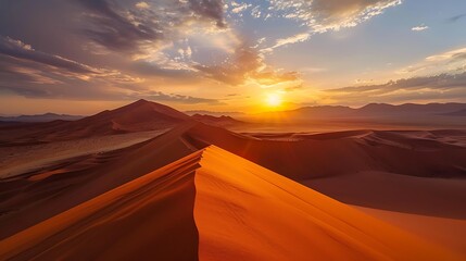 Wall Mural - Sunset over the Namib Desert Dunes