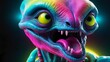 © buddhika - colorful vibrant alien  pink blue green alien monster