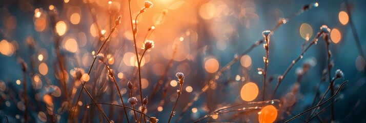 Wall Mural - soft focus with bokeh morning wildflower field, beautiful nature spring summer field background with copy space	
