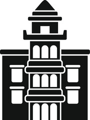 Sticker - Simple glyph icon of a building with a tower, perfect for representing real estate or architecture