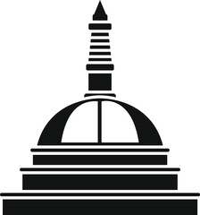 Wall Mural - Simple black and white representation of a buddhist stupa with its distinctive dome shape and spire