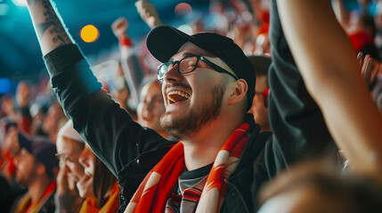 Poster - Male fan in the stands cheering along with the crowd