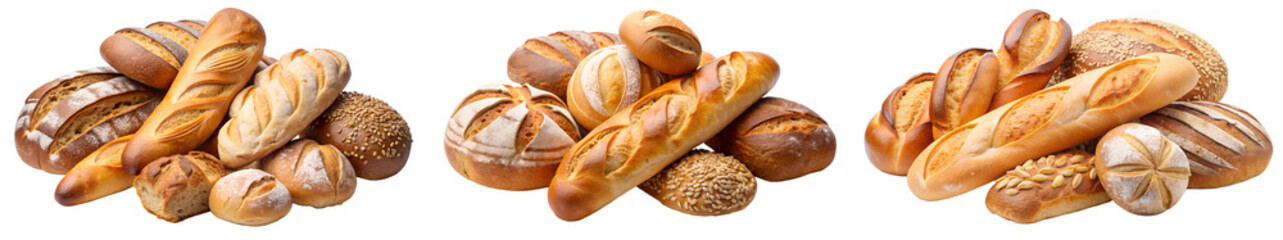 Set of bread on transparent background PNG file