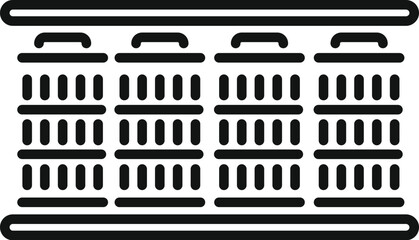 Poster - Line art icon of a data center server rack processing big data