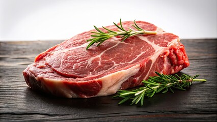 Canvas Print - Fresh piece of meat isolated on background, raw, food, beef, steak, protein, isolated, white, background, cut, juicy