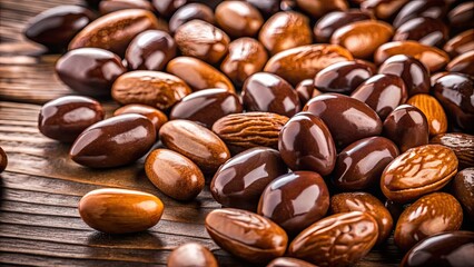 Wall Mural - Delicious chocolate-covered almonds and nuts , chocolate, nuts, almonds, gourmet, sweet, snack, temptation, dessert