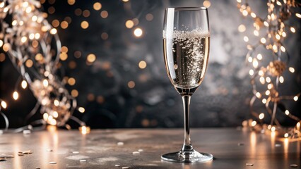 two glasses of champagne on christmas background