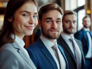 Aufkleber - Professional team in business attire, indoor, with a concept of teamwork and leadership. Generative AI