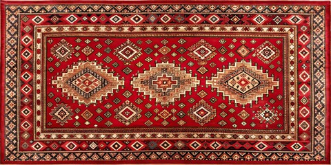 Wall Mural - Detailed traditional Arab Bedouin style Sadu red rug with vintage pattern , Arab, Bedouin, style, Sadu, red rug, vintage