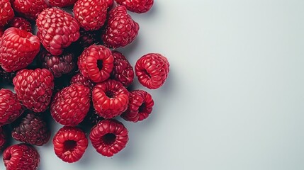 Aufkleber - Close up of ripe raspberries on white background with space for text selective focus