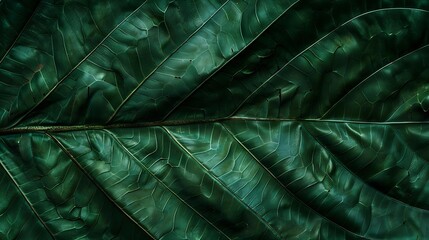 Aufkleber - Dark green leaf texture Natural green leaves using as nature background wallpaper or tropical leaf cover page : Generative AI