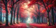 © Sujid - Enchanted red forest with vibrant foliage and mystic atmosphere, red, forest, vibrant, foliage, mystic, enchanted, woods, nature