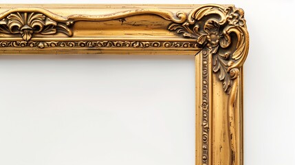 Poster - Mock up of old antique gold frame isolated on white background with copy space : Generative AI