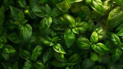 Aufkleber - Basil leaves filling the frame : Generative AI