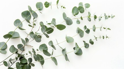 Aufkleber - Eucalyptus branches on a white isolated background : Generative AI
