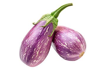 Sticker - A single striped Indian purple eggplant is isolated on a white background.