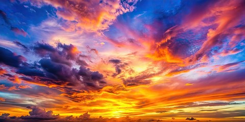 Wall Mural - Vibrant sky background with colorful clouds during sunrise and sunset, sky, background, clouds, sunrise, sunset, colorful