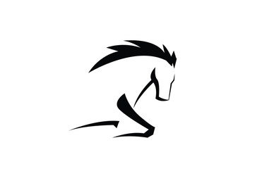 Wall Mural - Creative Abstract Black Horse Logo Symbol Vector Design Illustration