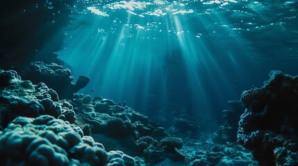 Aufkleber - underwater sea deeb sea deep blue sea : Generative AI