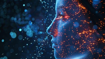 Poster - Big data analysis with AI technology Person using machine learning and deep learning neural network for data science data mining business analytics automation data engineering Glowing  : Generative AI