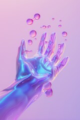 Wall Mural - a hand with bubbles on it