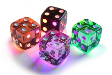 Three standard six-sided dice placed together on a flat surface