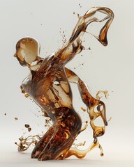 Wall Mural - a man in motion with liquid splashing