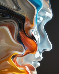 Poster - a mans face with a colorful swirl