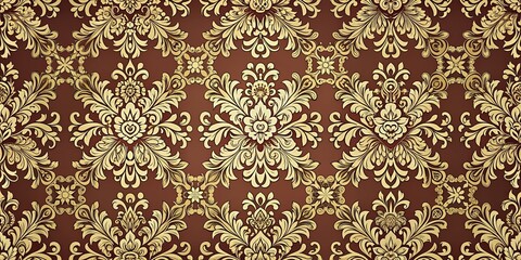 Sticker - Elegant damask pattern background with intricate floral motifs and geometric shapes, damask, pattern, background, texture